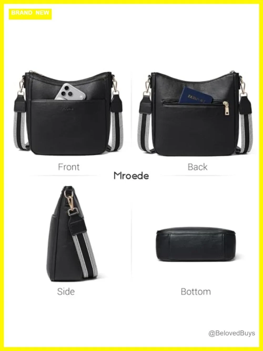 Women's Vegan Leather Hobo Crossbody Purse with Adjustable Guitar Strap,